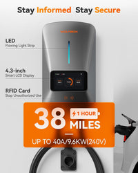Level 2 EV Charger 40Amp - NEMA 14-50 EVSE with J1772 Connector - CSA Certified Wall Home EV Charger - 25FT Cable,Outdoor/Indoor,Rfid Card,Wifi Enabled, 240V Electric Vehicle Charging Station