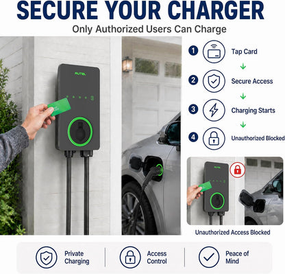 40A Level 2 EV Charger, 240V NEMA 14-50 J1772, Wifi, 25Ft Cable