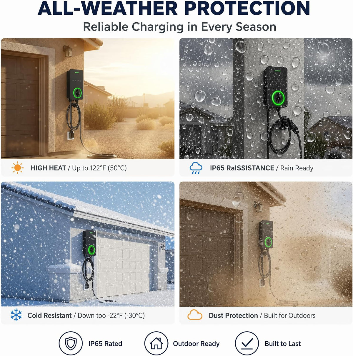 40A Level 2 EV Charger, 240V NEMA 14-50 J1772, Wifi, 25Ft Cable
