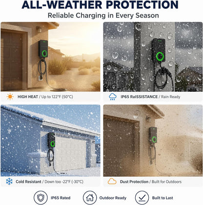 40A Level 2 EV Charger, 240V NEMA 14-50 J1772, Wifi, 25Ft Cable