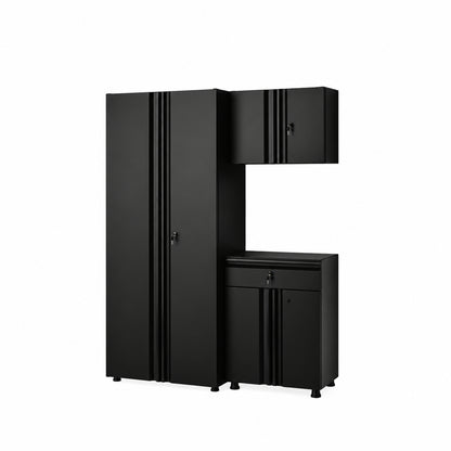 Regular Duty Welded 54.5 In. W X 75 In. H X 19.6 In. D 21-Gauge Steel 3-Piece Garage Storage System in Black